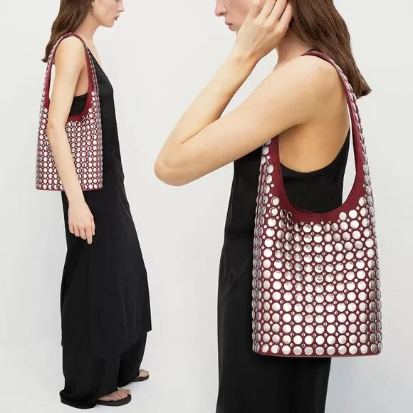 Vegan Leather Tote Bag Studded Purses for Women Y2K Purse Fall Hobo Bag Portugue - Picture 2 of 6